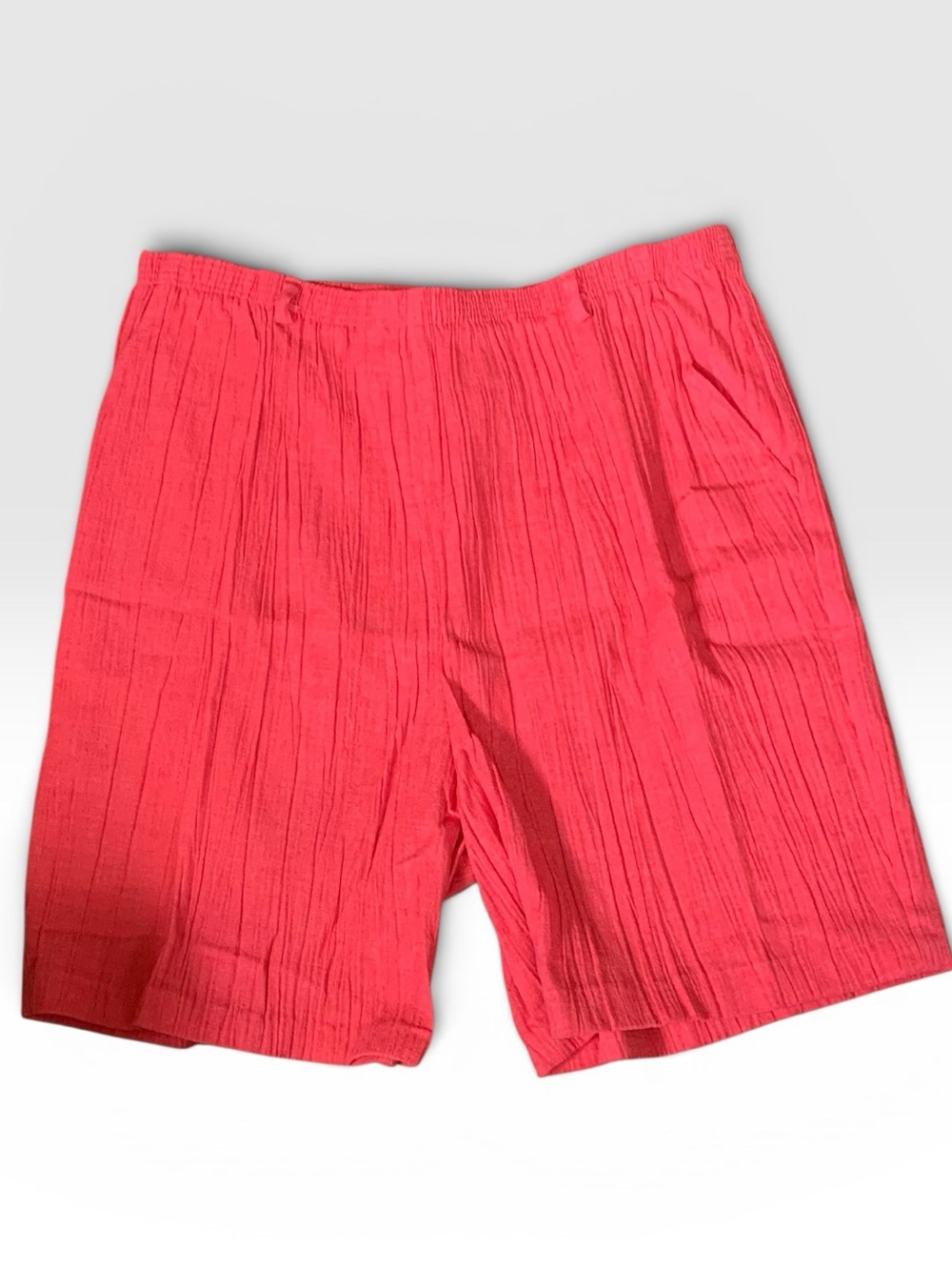 Blair Womens Red Elastic Waist Crinkle Fabric Shorts with Belt – Size XL